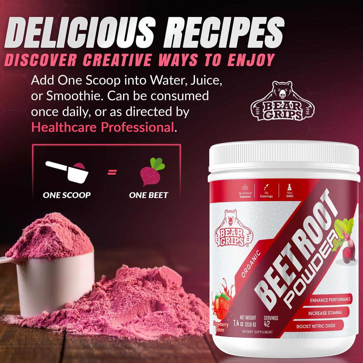Organic Beet Root Powder - Nitric Oxide Supplement Super Food Beets Supplements