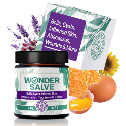 Wonder Salve – Drawing Salve Maximum Strength for Irritated & Flare-Prone Skin, Boils, Cyst, HS, Hemorrhoids, Ingrown Hair, Bumps, Anti-Chafing with Natural Propolis and Egg Yolk Extract, 1 oz