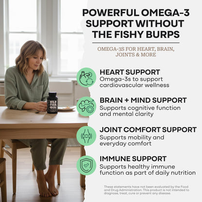 Wild Foods Fish Oil Omega 3 Supplements | 1600 mg | Highly-Potent: DPA, DHA, EPA | Burpless, Odorless, Non-GMO, Gluten Free | For Brain & Heart Health, Joint Support | 60 Capsules (1 pk) | 30 Servings