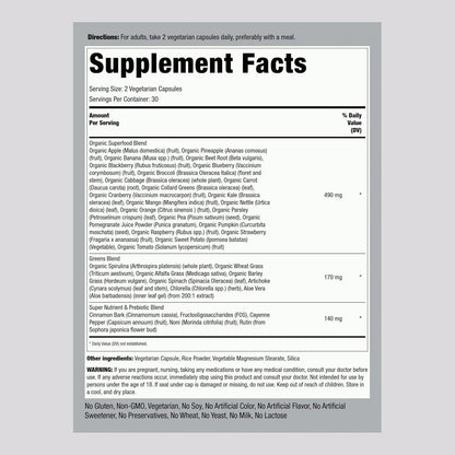 Piping Rock Fruits and Veggies Supplement | 60 Capsules | Superfood Vitamins | with Antioxidant Formula and Prebiotic Blend | Vegan, Non-GMO, Gluten Free
