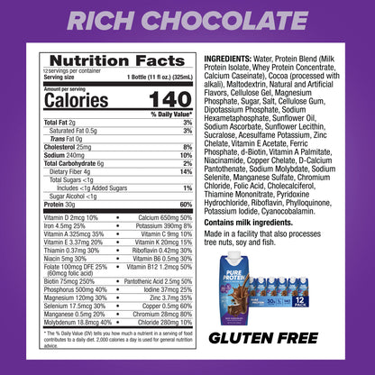 Pure Protein Chocolate Protein Shake, 30g Complete Protein, Ready to Drink and Keto