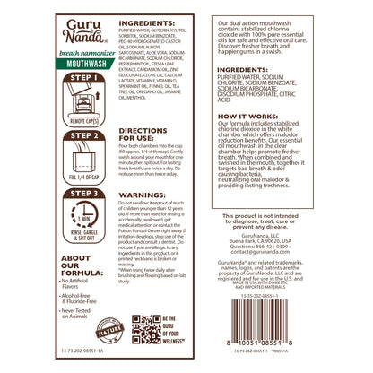 GuruNanda Dual Barrel Fresh Breath Mouthwash with Xylitol, Mint, 3x20 oz