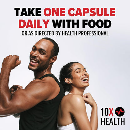 10X Health Zinc 30mg - 60 Capsules | Zinc Supplements: DNA & Protein Synthesis, Immune Support, Highly Absorbable, 60ct