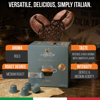 Gran Caffè Garibaldi Espresso Pods, Decaffeinato, 50Count