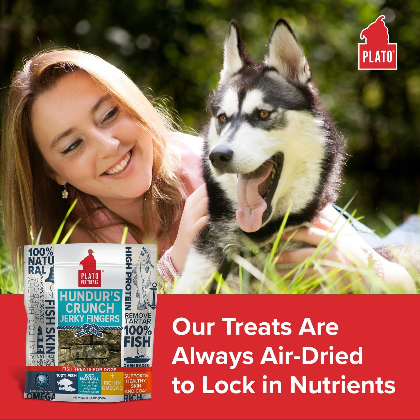 Plato Single Ingredient Wild-Caught Cod Skin Bites Dog Treats, Air-Dried Omega-Rich Skin & Coat Support, 10 oz