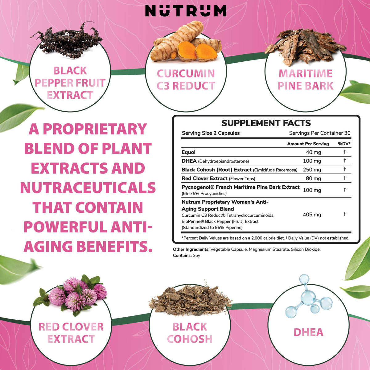 Estrolife Anti-Aging Support for Women by Nutrum, Vegan Supplement for Long Lasting Female Hormonal Balance