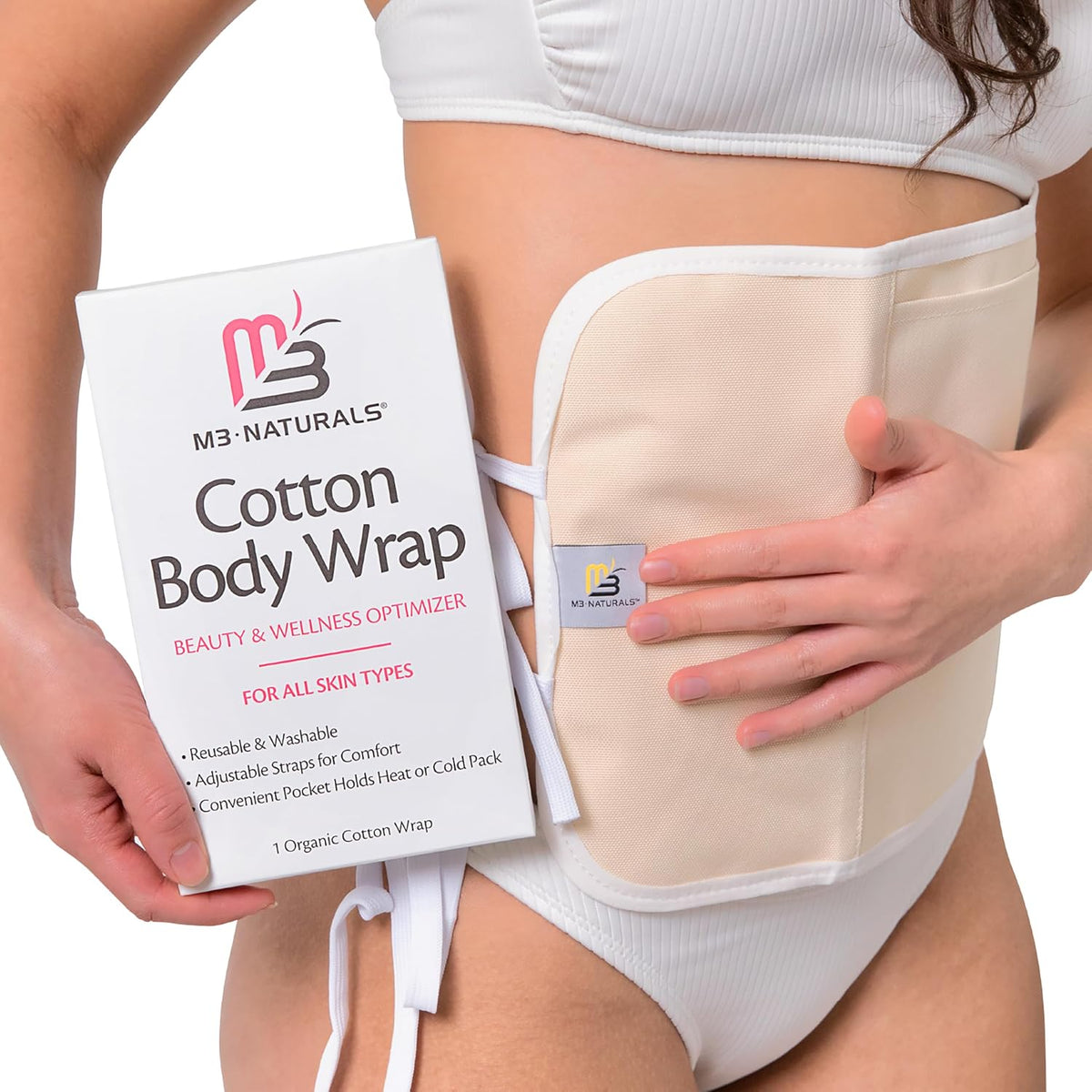 Organic Cotton Castor Oil Wrap - Reusable, Adjustable, Detox Pack by M3