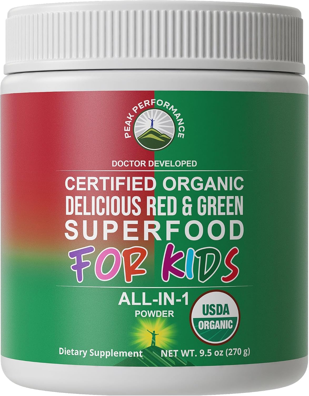 Kids Greens and Reds Superfood Powder - Best Tasting Organic Vegan Super Food Juice with 25+ Fruits and Vegetables - Gluten Free Real Food Vitamins - Green and Red Superfoods Supplement for Children