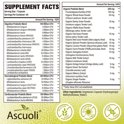 Prebiotics and Probiotics - 300 Billion CFU, 24 Probiotic+15 Herbs, 60 Caps | Probiotics for gut health, Immune & Digestive, Bloating - Probiotics for Women & Men