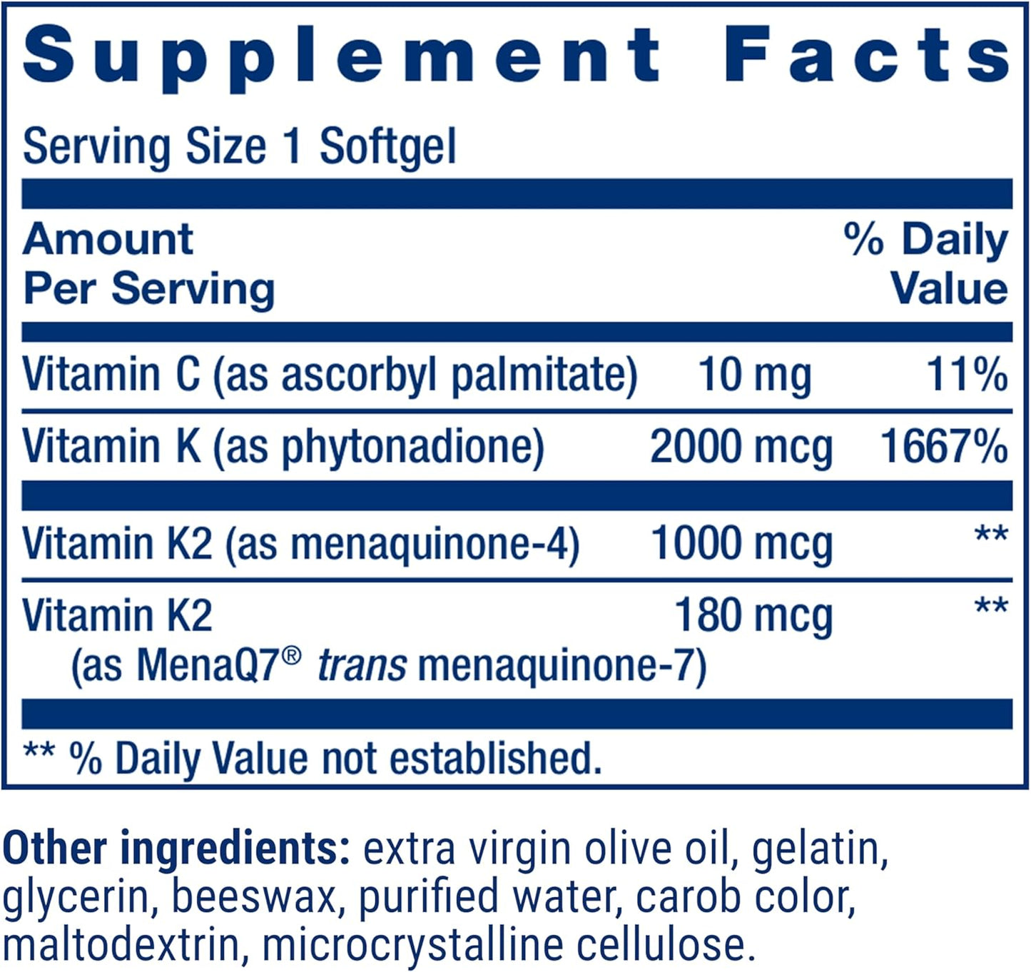 Life Extension Super K, Vitamin K Supplement, 2000 Mcg Vitamin K and 1180 Mcg Vitamin K2, Heart Health, Once-Daily, 90 Softgels | Vitamin K1, K2 MK-7 & K2 MK-4 for Heart & Arterial Health and Calcium Balance; 3-Month Supply, 1 Daily, Gluten-Free & Non-GMO