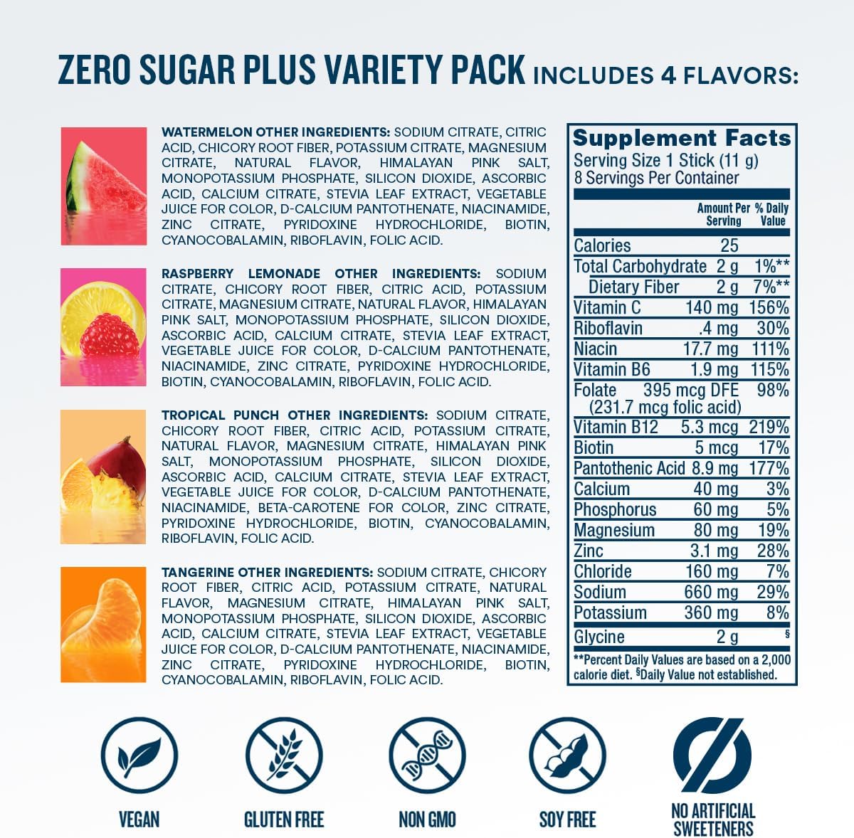 DripDrop Hydration Zero Sugar Plus Electrolyte Packets, Bundle, 16 Ct | Raspberry Lemonade, Watermelon, Tangerine, Tropical Punch, Strawberry Kiwi, Peach, Cherry Limeade, Wild Berry; Sugar Free