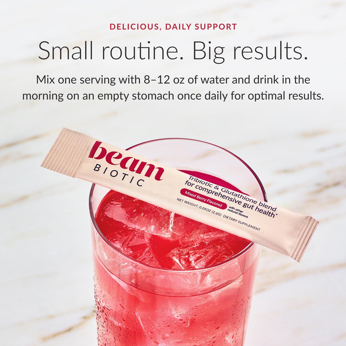 BEAM Biotic Probiotics for Women & Men – Gut Health for Women & Men, Digestive Health with Pre, Pro & Postbiotics + Glutathione, Daily Probiotic Drink for Bloating Relief, Blue Raspberry, 15 Servings