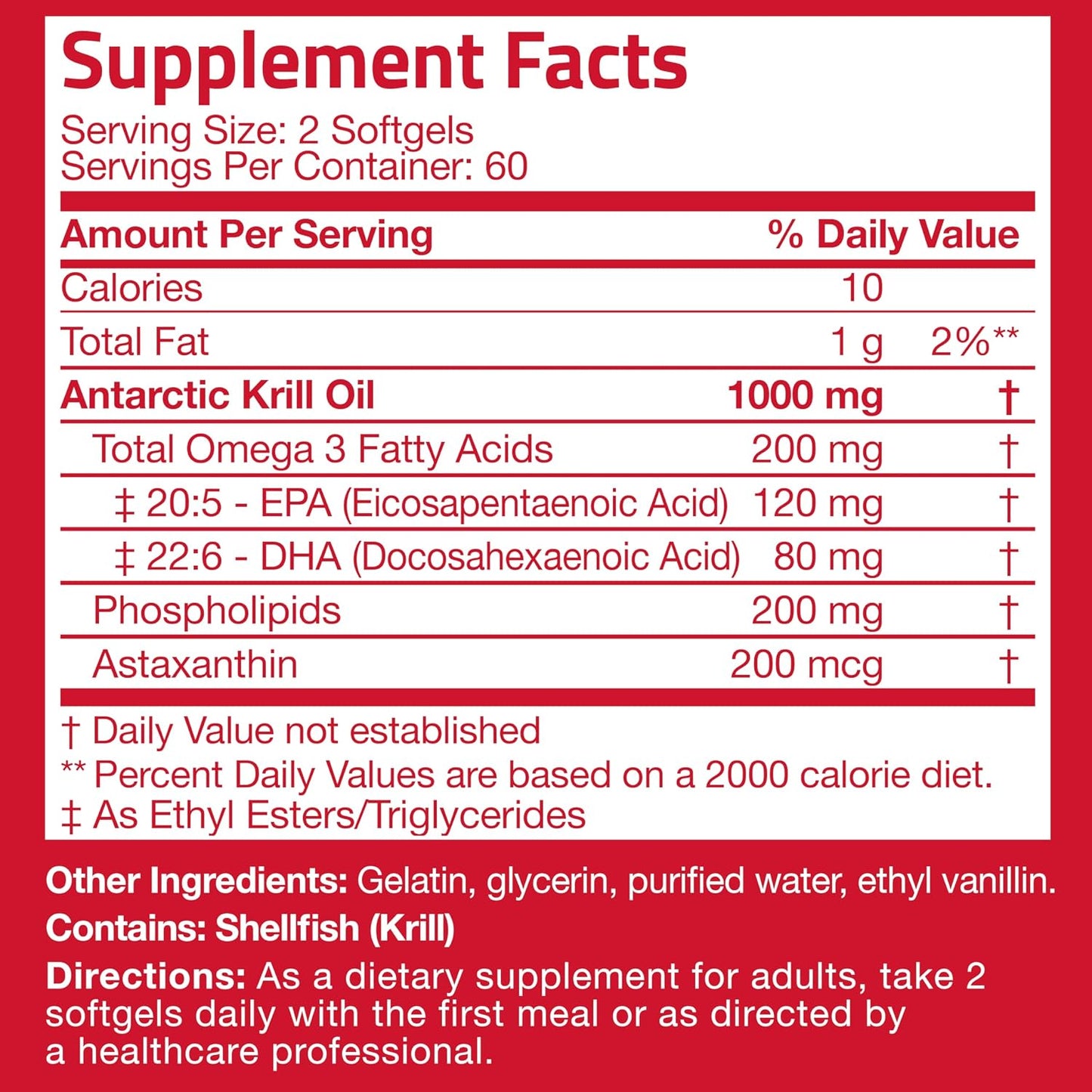 Bronson Antarctic Krill Oil 1000 mg with Omega-3s, 120 Softgels | Heavy Metal Tested, with EPA, DHA, Astaxanthin and Phospholipids, Non-GMO, Gluten Free, Soy Free