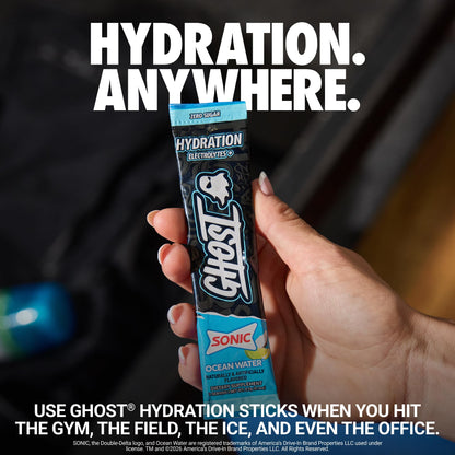 GHOST Hydration Sticks, Electrolyte Powder Packets, Sonic Cherry Limeade - 24 Sugar Free Instant Electrolyte Drink Mix - Caffeine-Free Daily Hydration & Immune Support with Clean Formula