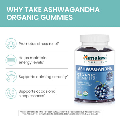 Himalaya USDA Organic Ashwagandha Root, 670 mg, 60 Day Supply, 60 Caplets