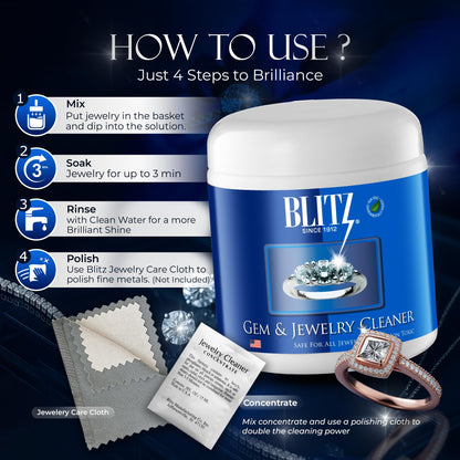 Blitz Gem & Jewelry Cleaner Concentrate Refill for Ultrasonic Machines 8 oz