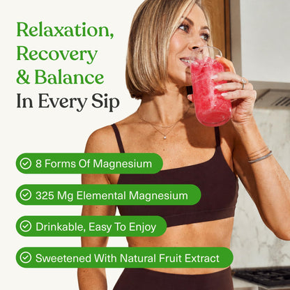 BIOptimizers Magnesium Breakthrough Drink - 8 Forms of Magnesium, Electrolytes, Sleep Health, Stress, Muscle Recovery, Heart Support | Glycinate, Citrate, Malate- Raspberry Lemon