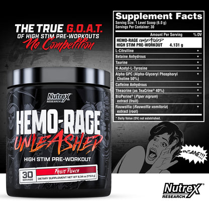 Nutrex Research Hemo-Rage Extreme High Stim Pre Workout Powder | Insane Lasting Energy