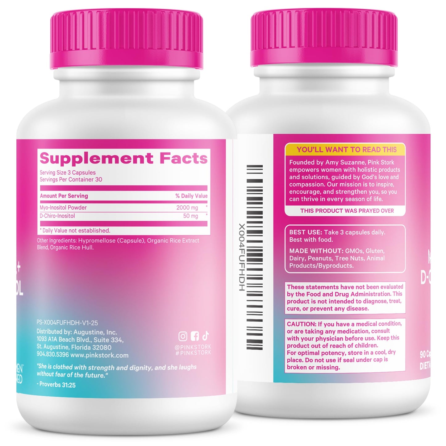 Pink Stork Inositol Supplement for Women, 40:1 Myo & D-Chiro, 30 Servings | Clinically Studied Ratio to Support Hormone Balance, Healthy Ovulation, Cycle Regularity & Fertility