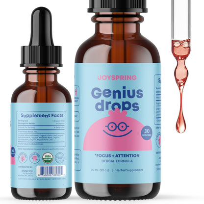 Organic Focus Drops for Kids - Attention and Focus Supplement with Ginkgo Biloba 