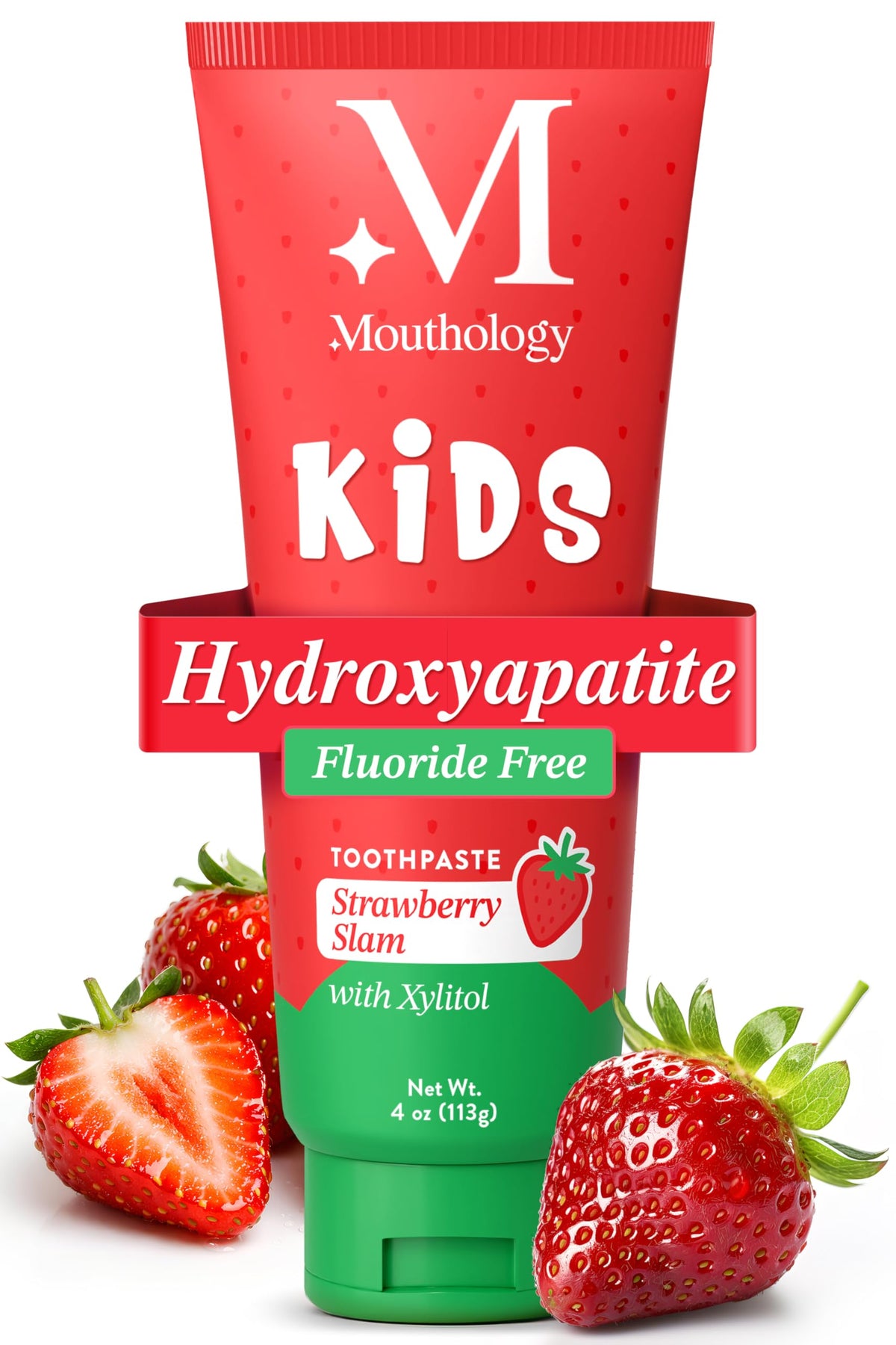 Mouthology 10% Nano Hydroxyapatite Toothpaste Fluoride Free, Whitening*, Rod Shaped nHA, Xylitol Toothpaste for Adults, Enamel Care*, Sensitive Teeth*, SLS Free, Mint 4oz (USA Made) Package May Vary