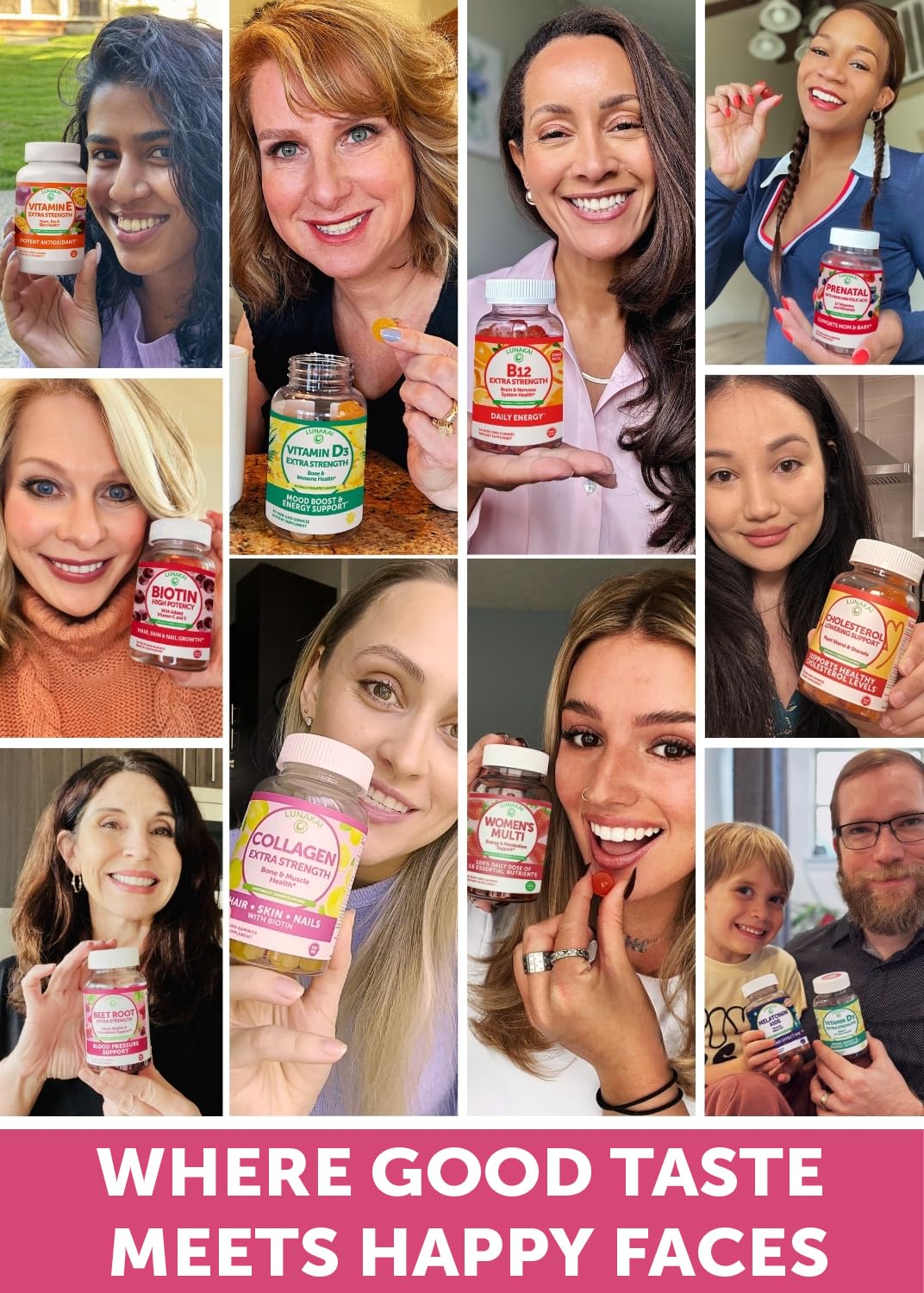 Lunakai USA Made Collagen Gummies for Women & Men Over 50, Biotin & Vitamin C, Supports Skin Elasticity, Hair & Nail Strength, Joint Support, 60ct