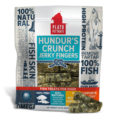 Plato Single Ingredient Wild-Caught Cod Skin Bites Dog Treats, Air-Dried Omega-Rich Skin & Coat Support, 10 oz