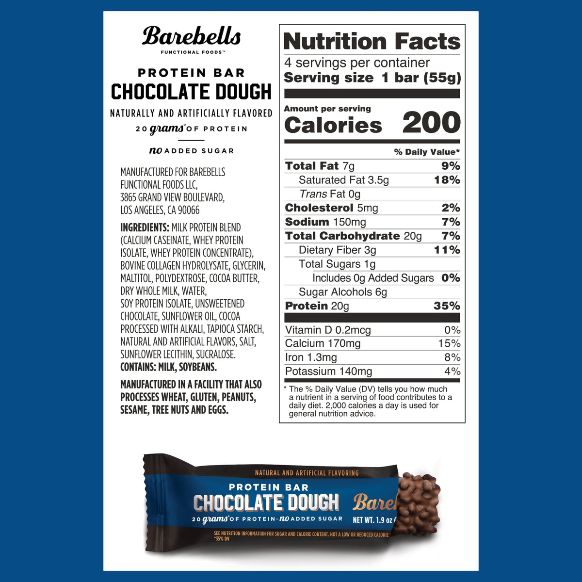 BAREBELLS Protein Bars Variety Value Pack - 16 Count, 1.9oz Bars - Protein Snacks