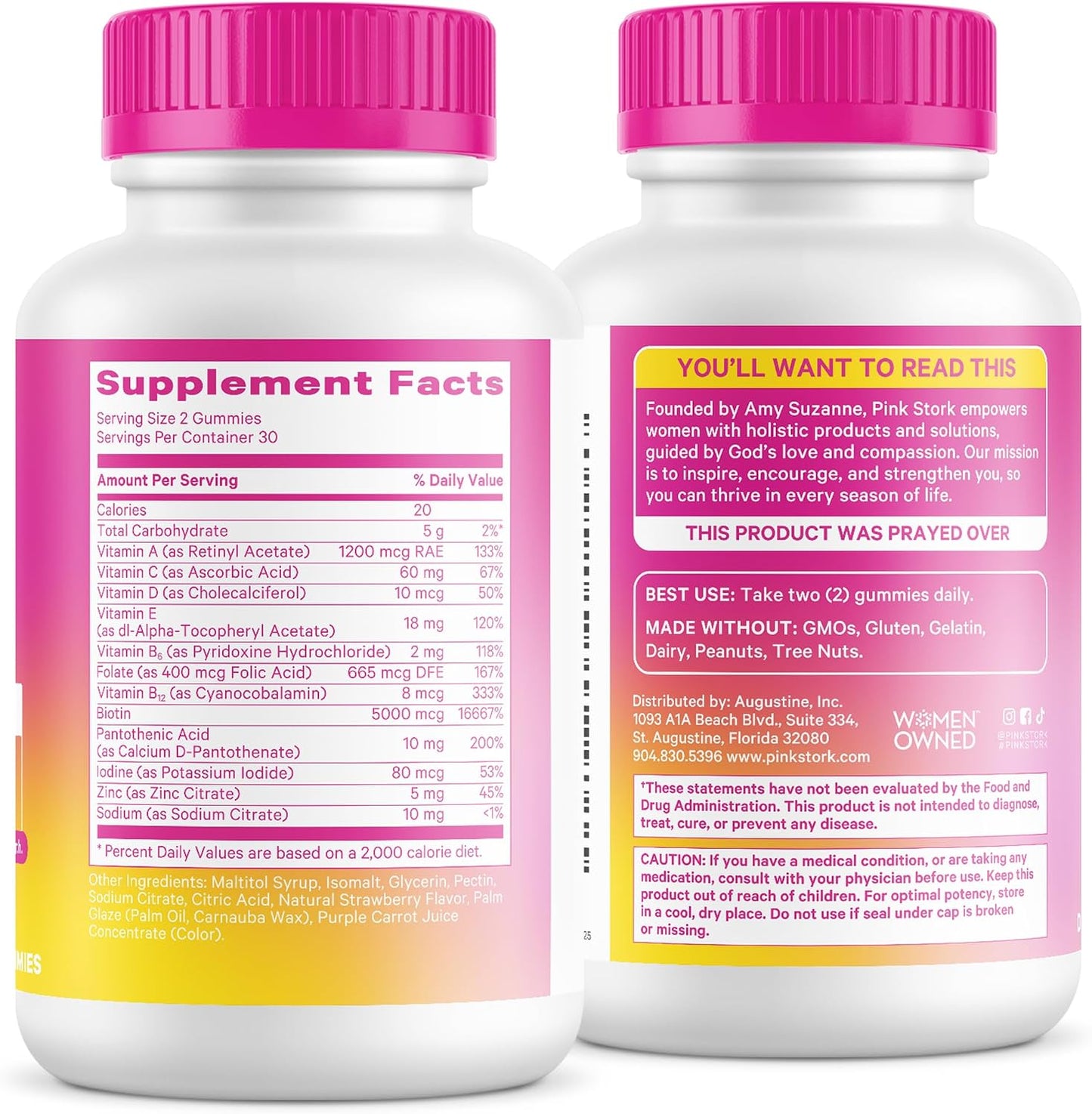Pink Stork Total Glow Gummies for Women – Hair, Skin & Nails Vitamin with Biotin, Vitamin A, B6, B12, Folate, Zinc & More – Support for Radiant Skin, Strong Nails, and Healthy Hair – 60 Berry Gummies | Hair, Skin & Nails Vitamin with Biotin, Vitamin A, B6