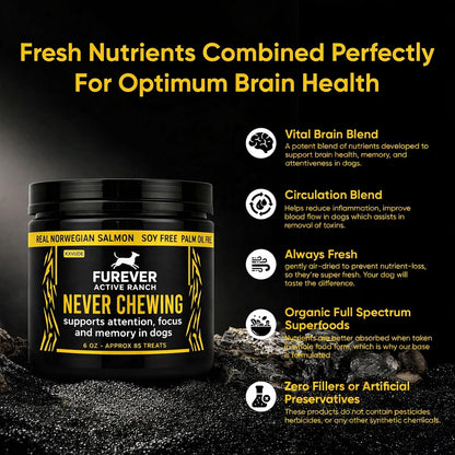 Furever Active Pet Neuro Chewing, Formulated with Organic Carrots, Celery, Lemon, Beets, Support Brain Health in Dogs, Overall Cognitive Performance, Memory and Alertness | 6oz, 85 Chews (1)