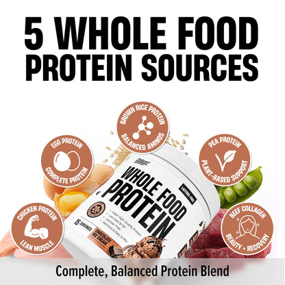 Nutrex Research Whole Food Protein Powder, 20g Protein per Scoop, Lactose Free, Dairy Free, Low Carb Low Fat, Collagen Peptides, 15 Servings (Vanilla Milkshake)