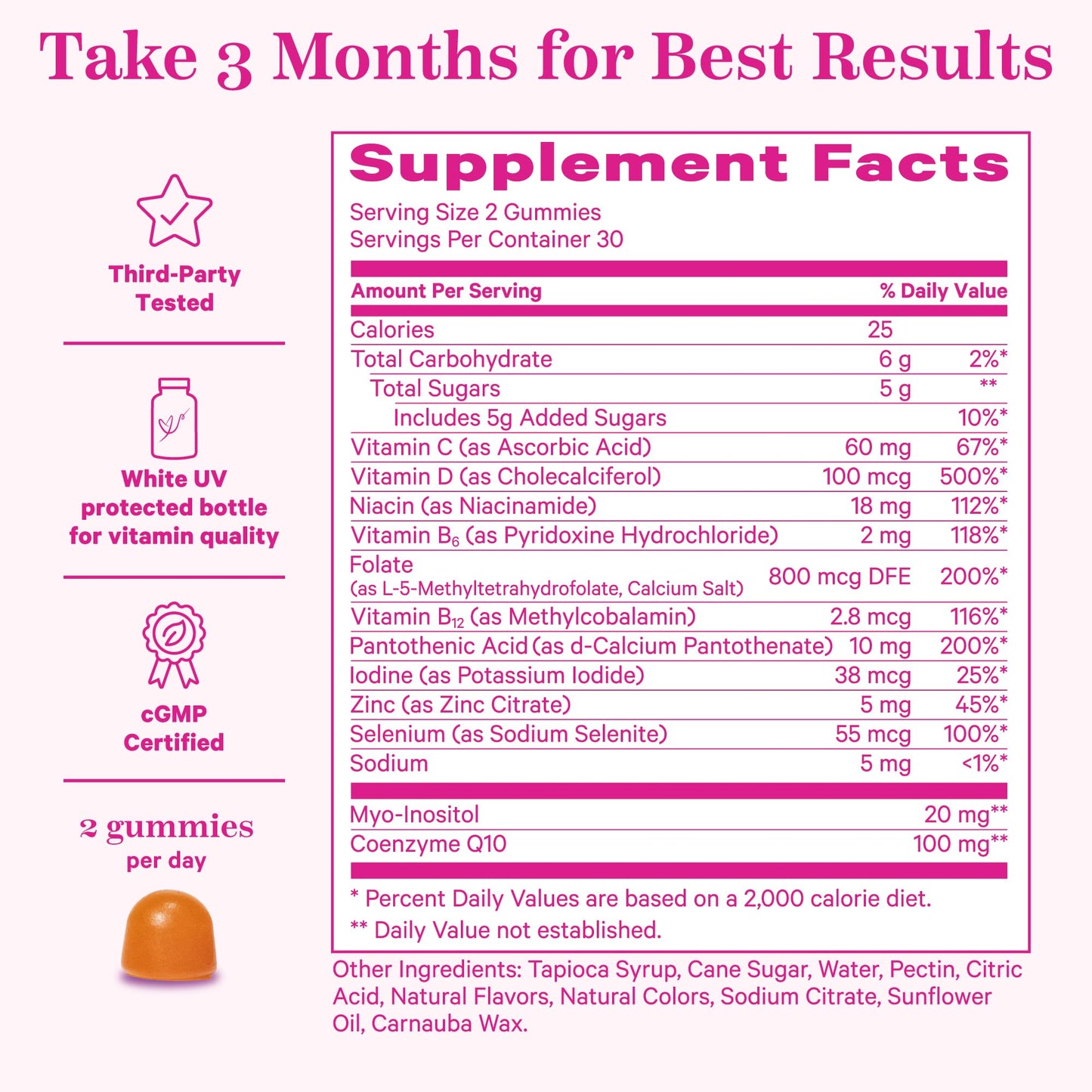 Pink Stork Fertility Gummies for Women, 60 Count | CoQ10, Myo-Inositol, Methylated Folate, Hormone Balance Support, OBGYN-Formulated