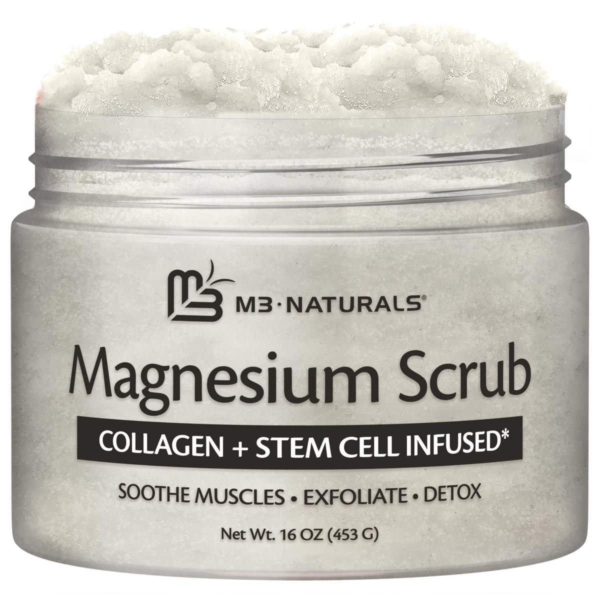 Himalayan Salt Scrub Face Foot & Body Exfoliator Infused with Collagen and Stem Cell Natural Exfoliating Salt Body Scrub for Toning Cellulite Skin Care by M3 Naturals