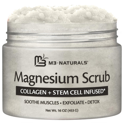 Himalayan Salt Scrub Face Foot & Body Exfoliator Infused with Collagen and Stem Cell Natural Exfoliating Salt Body Scrub for Toning Cellulite Skin Care by M3 Naturals