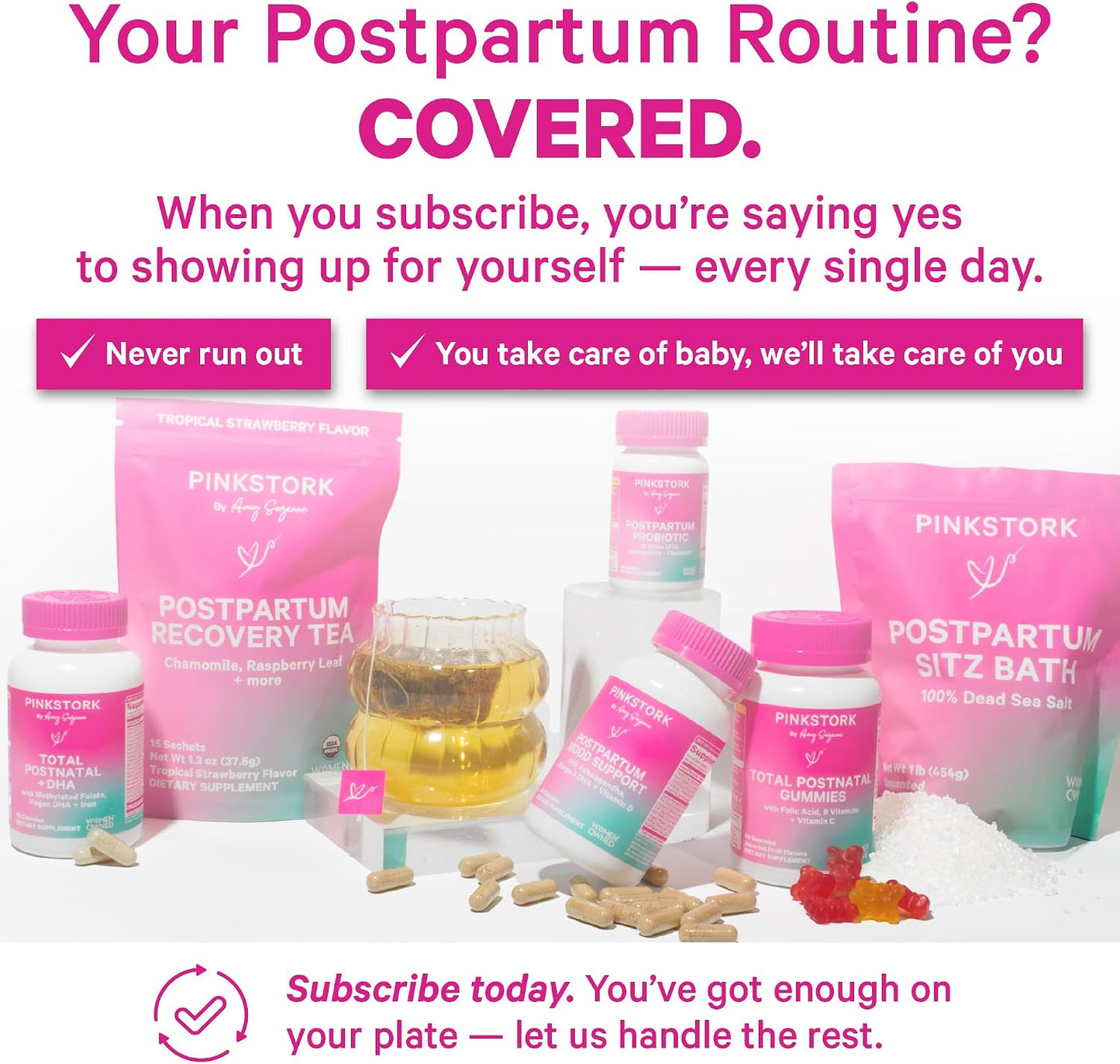 Pink Stork Postpartum Sitz Bath Soak: Dead Sea Salt for Perineal Care & Cleansing, Postpartum Recovery, Labor and Delivery Essentials, Women-Owned, Unscented, 16 oz
