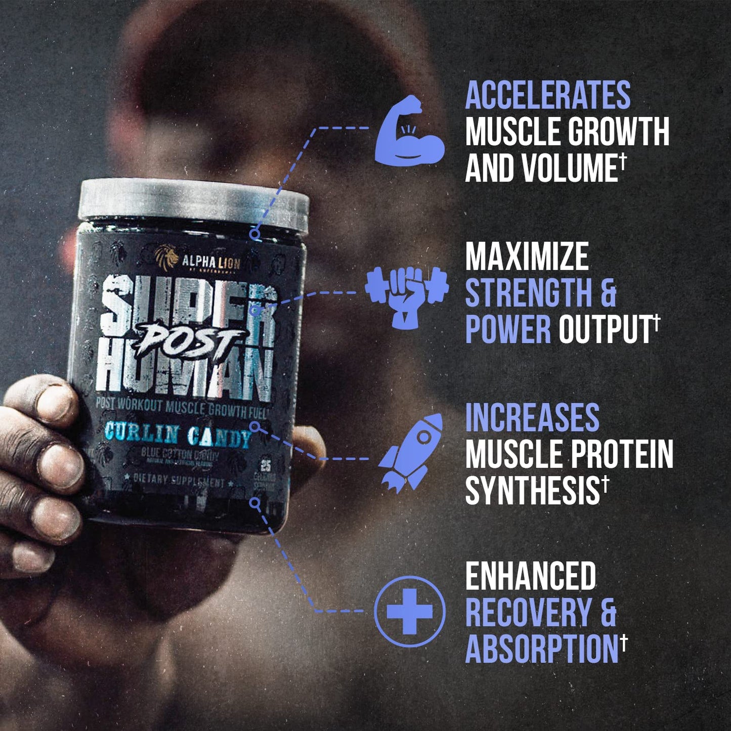 Alpha Lion Superhuman Post Workout Recovery, Muscle Builder Drink, Creatine Powder + More for Lean Muscle Growth, Strength & Volume, Supplement for Women & Men (25 Servings, Gainy Smith Apple)