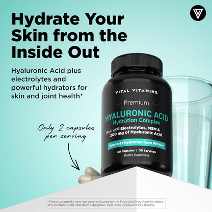 Vital Vitamins Hyaluronic Acid Hydration Complex 60 ct + Biotin Complex 60 ct