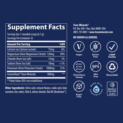 Trace Minerals Hydro Pak Keto Electrolyte, Lemon Lime, 55 Servings