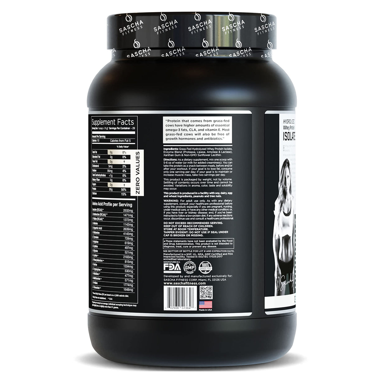 SASCHA FITNESS Hydrolyzed Whey Protein Isolate,100% Grass-Fed (2 Pounds, All)