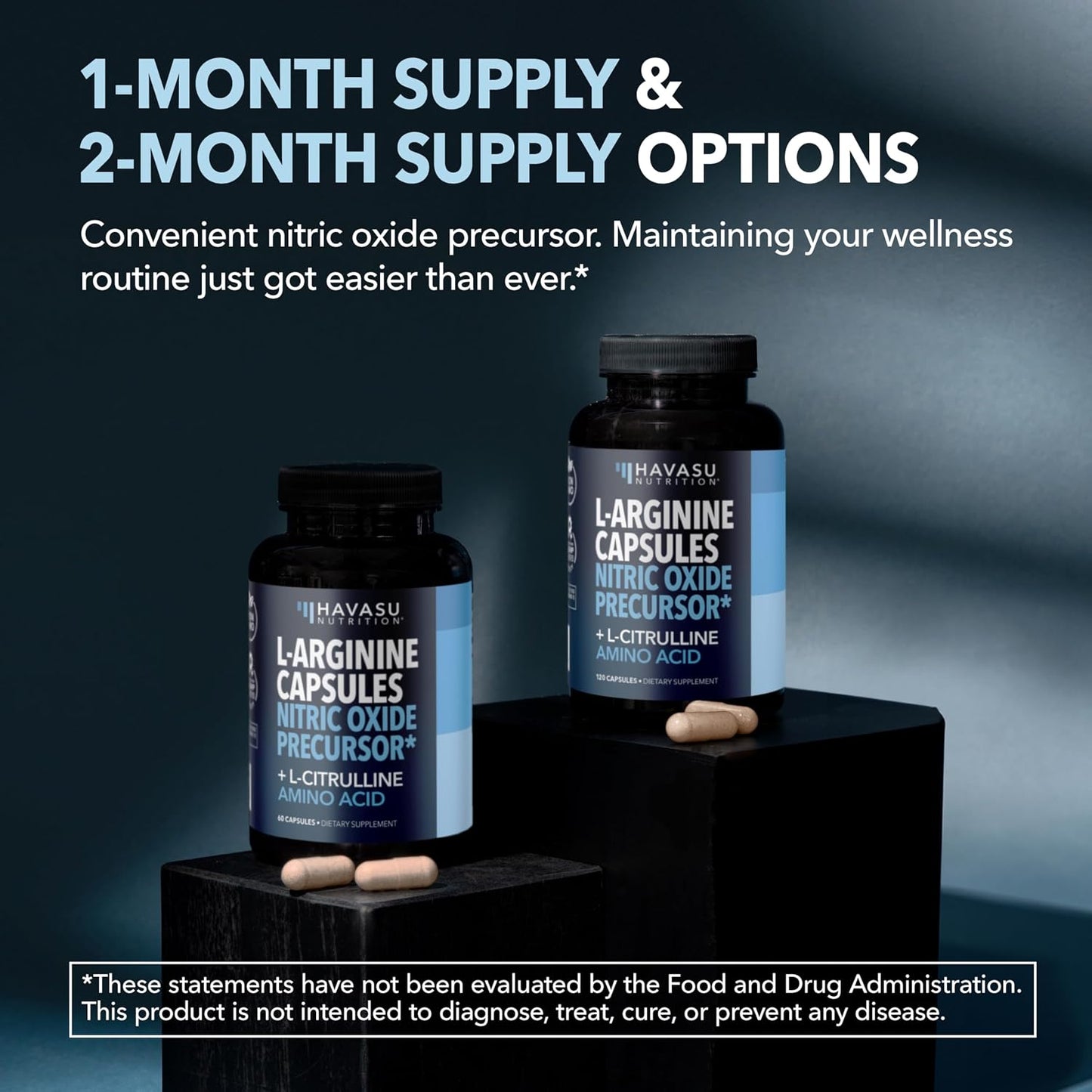 L-Arginine and L-Citrulline for Men, Nitric Oxide Support, 30 Servings | L Arginine 1000mg Capsules with L Citrulline and Tart Cherry, Performance Supplement for Men's Health, Vegan, 60 Count