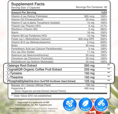 Brain Fog Supplement for Women – Memory & Focus Support for Perimenopause and Menopause – Cognitive Support with Phosphatidylserine, CognatiQ & L-Theanine – Brain Health Capsules – 60 Count