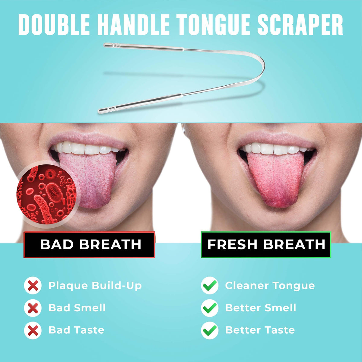 Mouthology Tongue Scraper for Adults, Stainless Steel Metal Tongue Scraper for Tongue