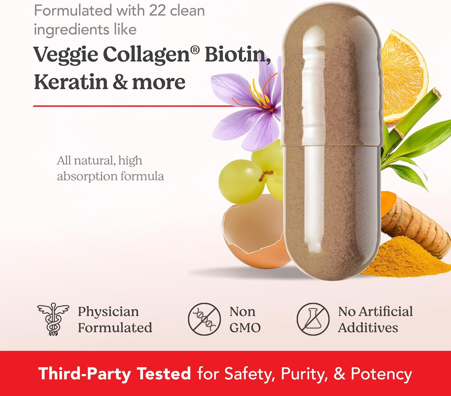 SKINtamin Vegetarian Collagen Pills | Best Collagen Supplements for Women to Support Skin Firmness and Wrinkles | Skin Supplement Formulated to Help Reduce Blemishes