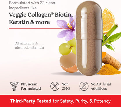 SKINtamin Vegetarian Collagen Pills | Best Collagen Supplements for Women to Support Skin Firmness and Wrinkles | Skin Supplement Formulated to Help Reduce Blemishes