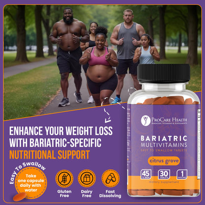 ProCare Health Easy-45 Bariatric Multivitamin | Citrus Grove Tablets | 90ct | Once Daily Tablets for Gastric Bypass Sleeve & Post-Op Support Pills for Sleeve Patients & Sustains Recovery, Easy to Swallow