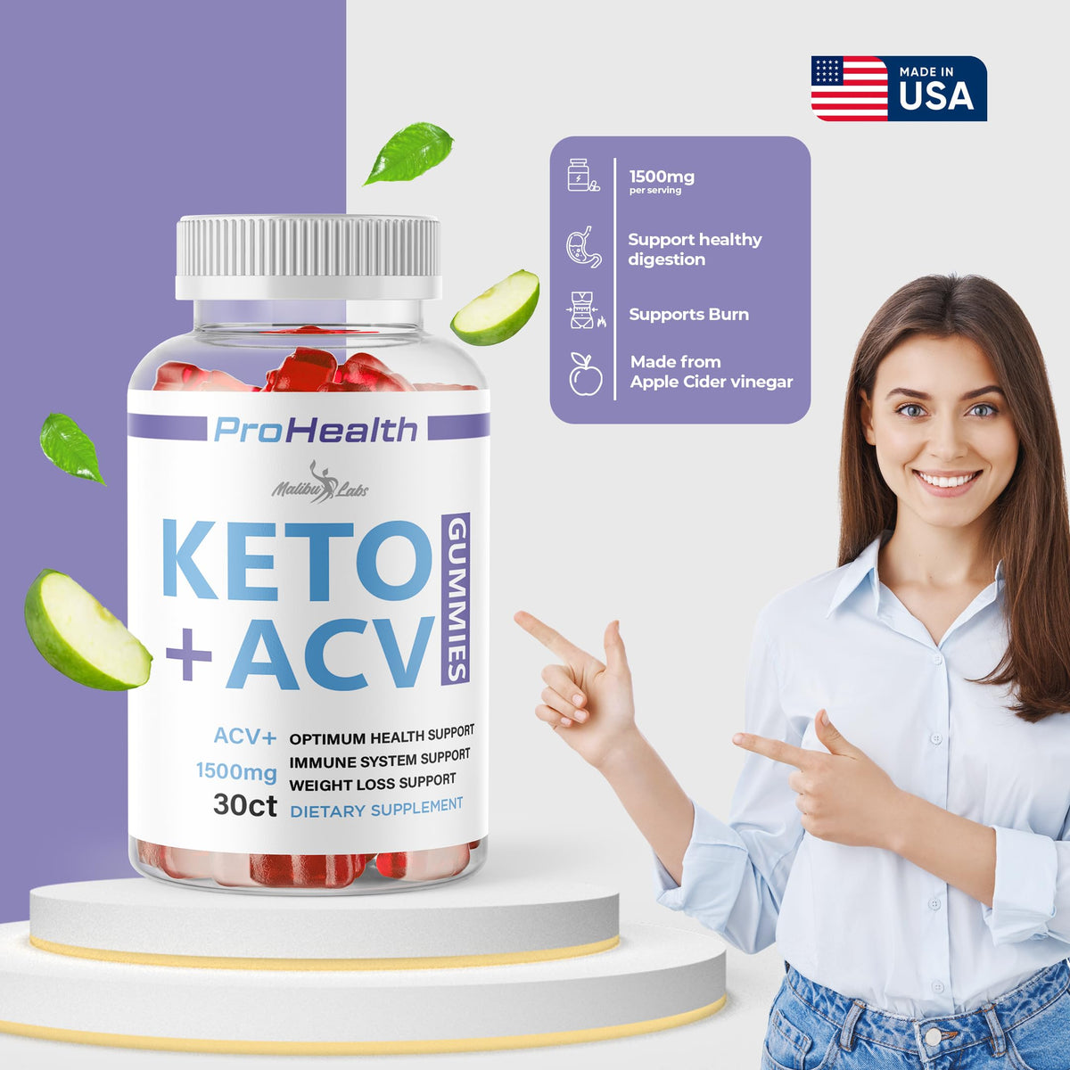 prohealth Keto acv Gummies - 1500mg Once a Day Keto, Strong Time Released Advanced