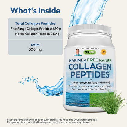 ANDREW LESSMAN ProCaps Marine Collagen Peptides with MSM Powder 60 Servings