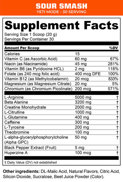 MTN OPS Yeti Mode High Stim Pre-Workout with Creatine, Pink Lemonade