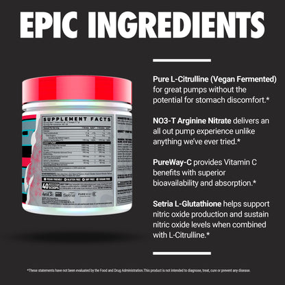 GHOST Pump Nitric Oxide Powder, Warheads Sour Watermelon - 40 Servings - Sugar & Stim-Free Pre-Workout Supplements- L-Citrulline, Arginine Nitrate & L-Glutathione - Soy & Gluten-Free, Vegan
