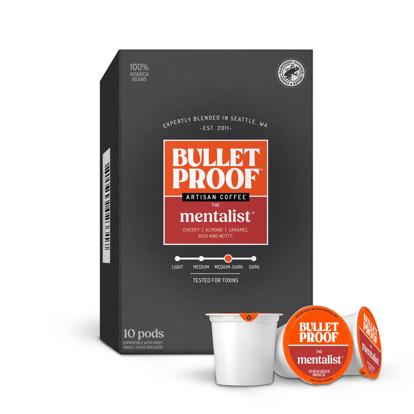 Bulletproof Original Medium-Roast Single-Serve Coffee Pods, 24 Count, 100% Arabica Beans, Clean Coffee Tested for Toxins